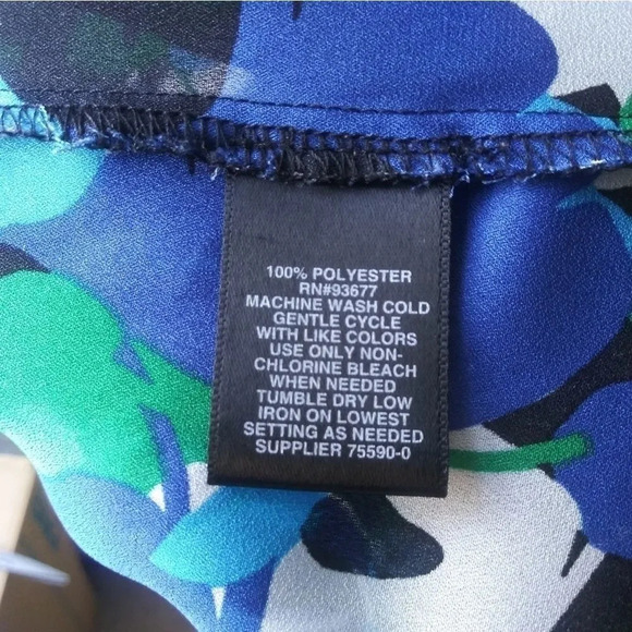 LIZ CLAIBORNE CAREER FLORAL BLOUSE - BLUE - Picture 4 of 5